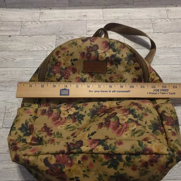 Patricia Nash Floral Canvas Backpack Vintage Rose Print Leather Trim Bag - Picture 11 of 14